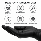Vanity UK Black Disposable Nitrile Gloves Medium (100)